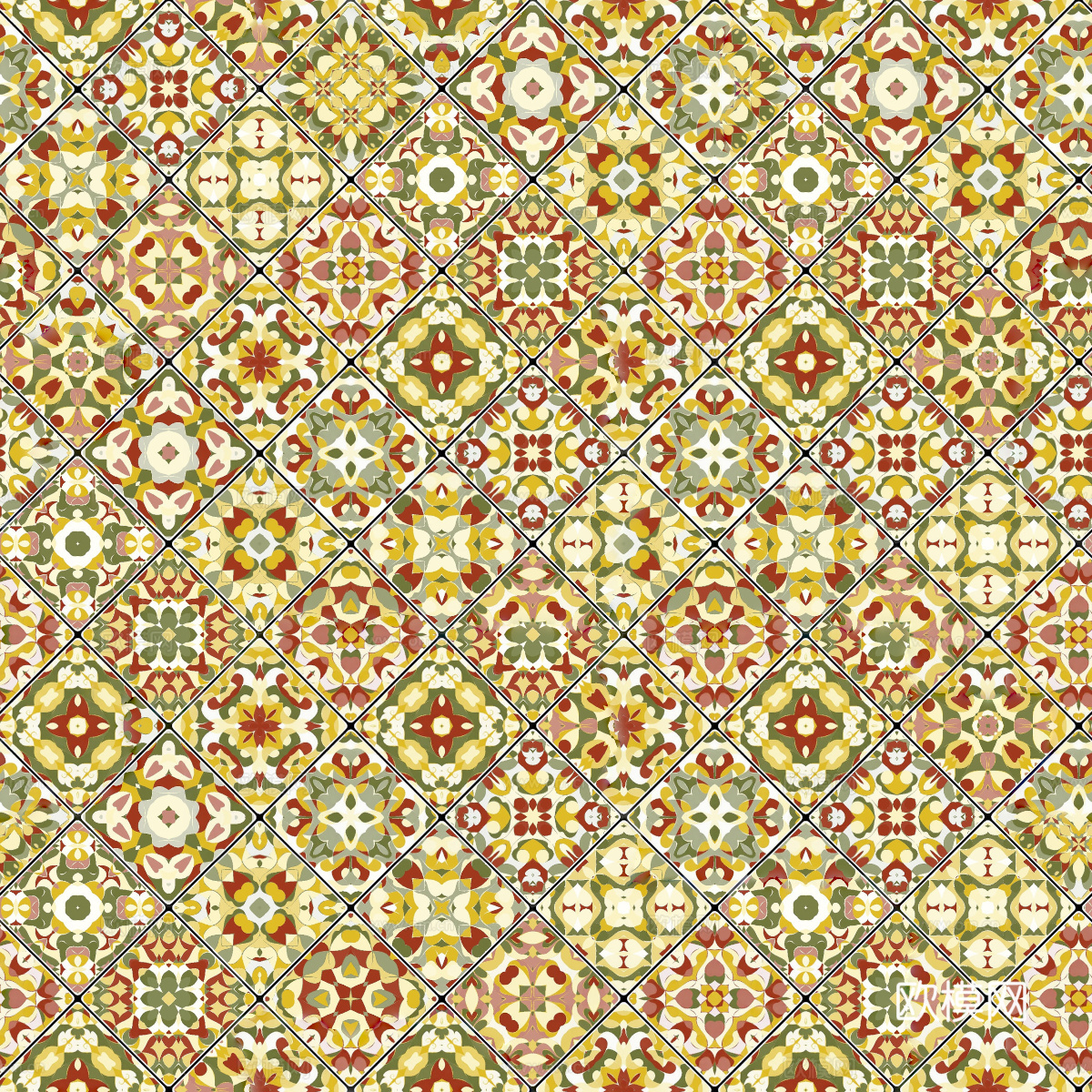 复古艺术几何图案瓷砖花砖14