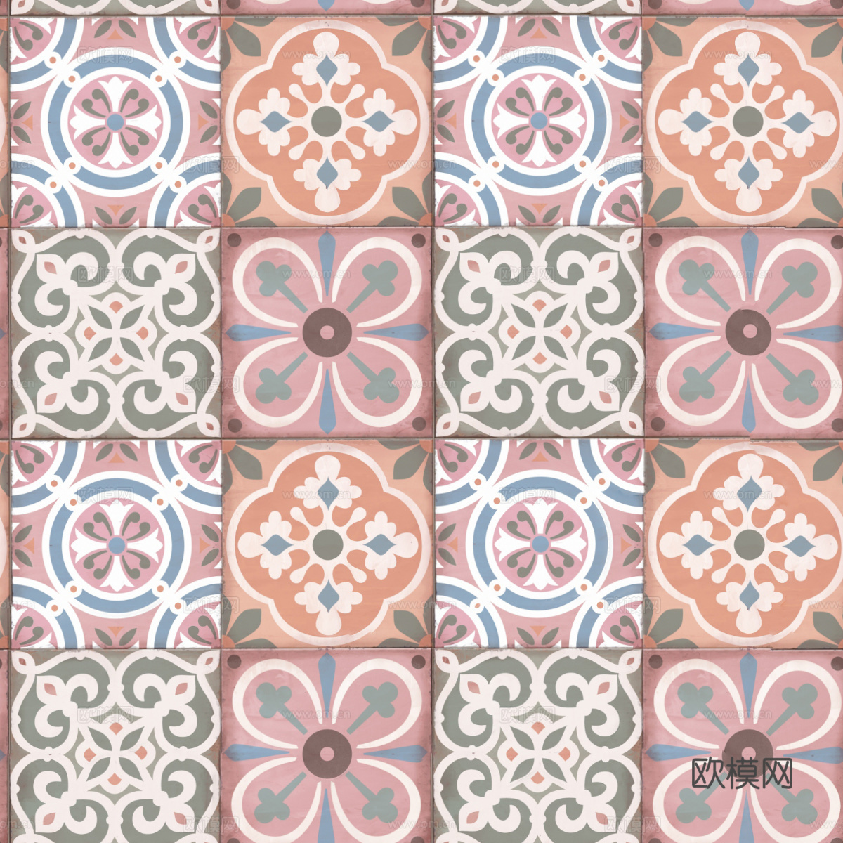 复古碎拼图案花砖瓷砖27