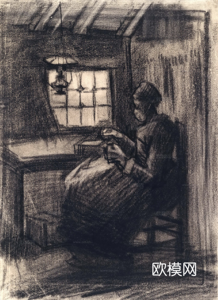 梵高后印象派素描绘画作品，现代世界经典名画631 梵高 WO