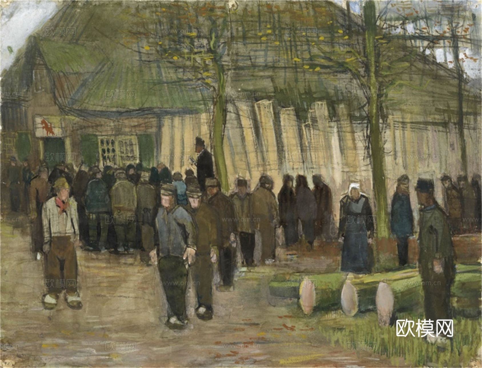 梵高后印象派素描绘画作品，现代世界经典名画548 梵高 Lu