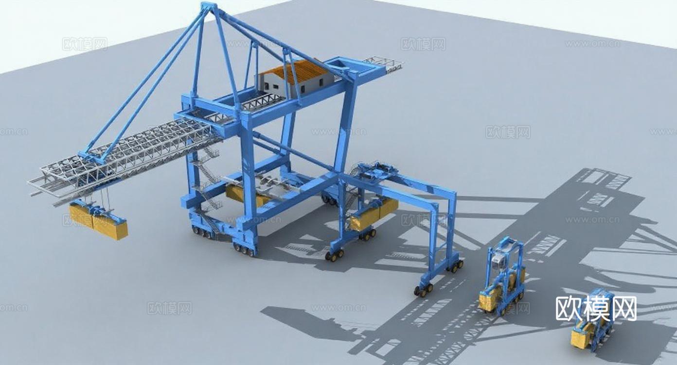 港口物流机械3D模型 工业设计工程模拟展示 起重机结构细节渲染免费3d模型