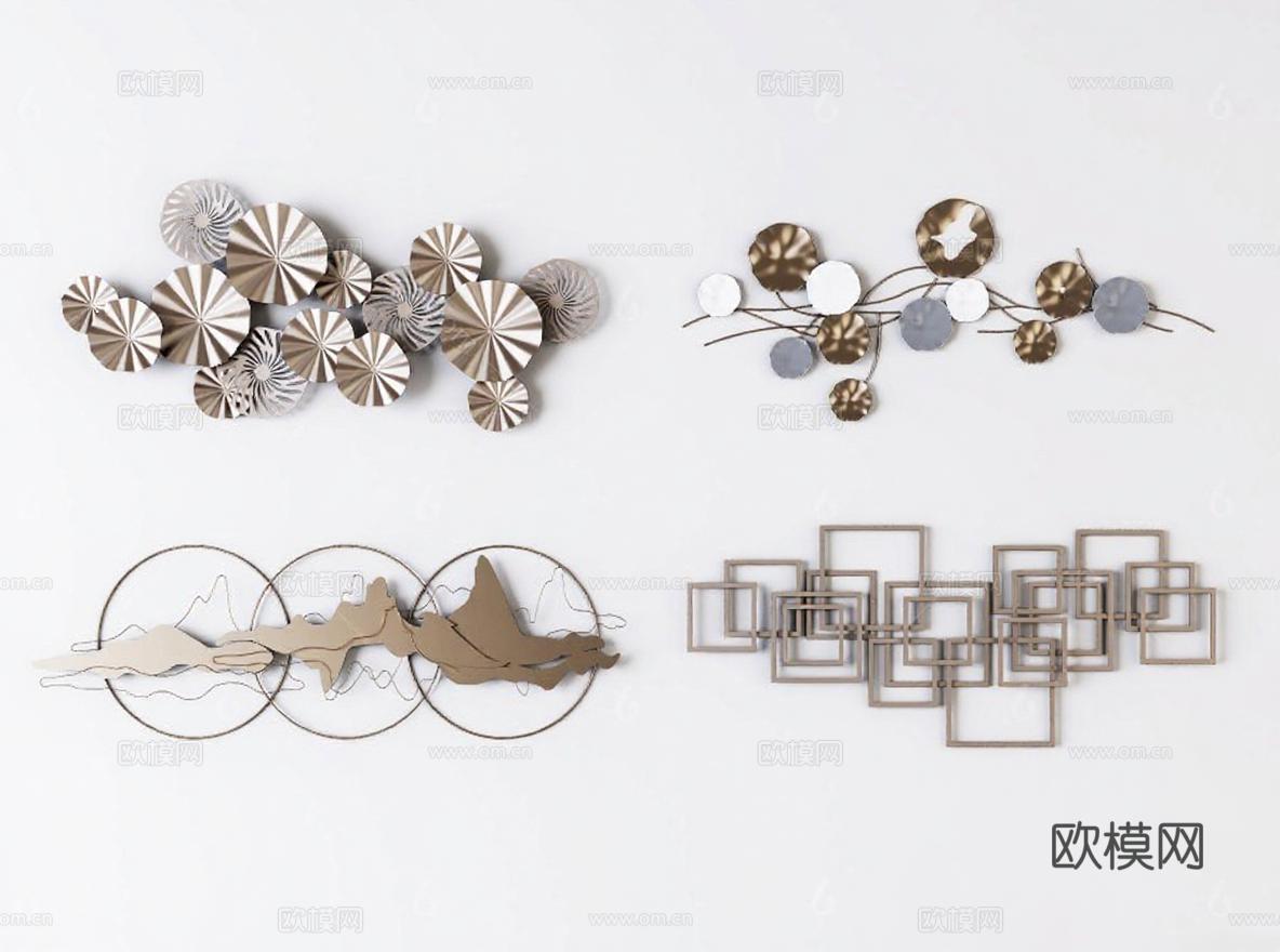 现代金属墙面装饰品 几何造型家居艺术品 简约抽象室内装饰画免费3d模型