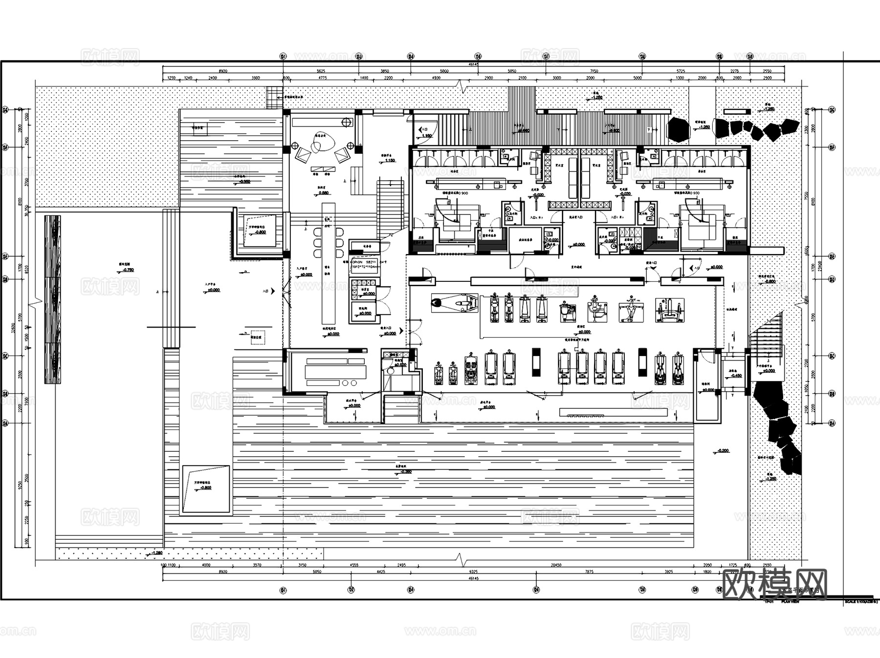 时代地产市桥南健身会所室内工装CAD施工图cad施工图