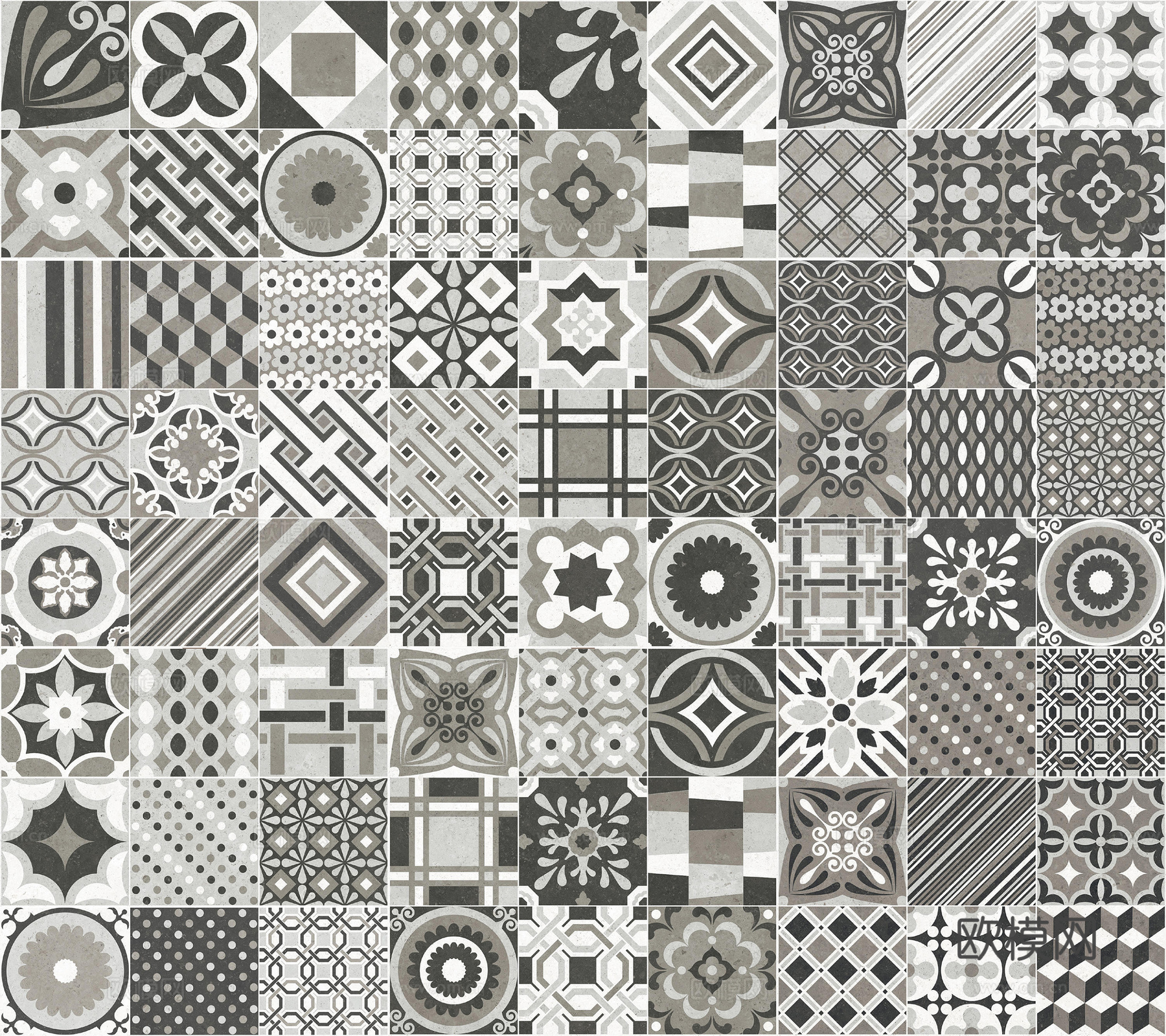 复古碎拼图案花砖瓷砖62