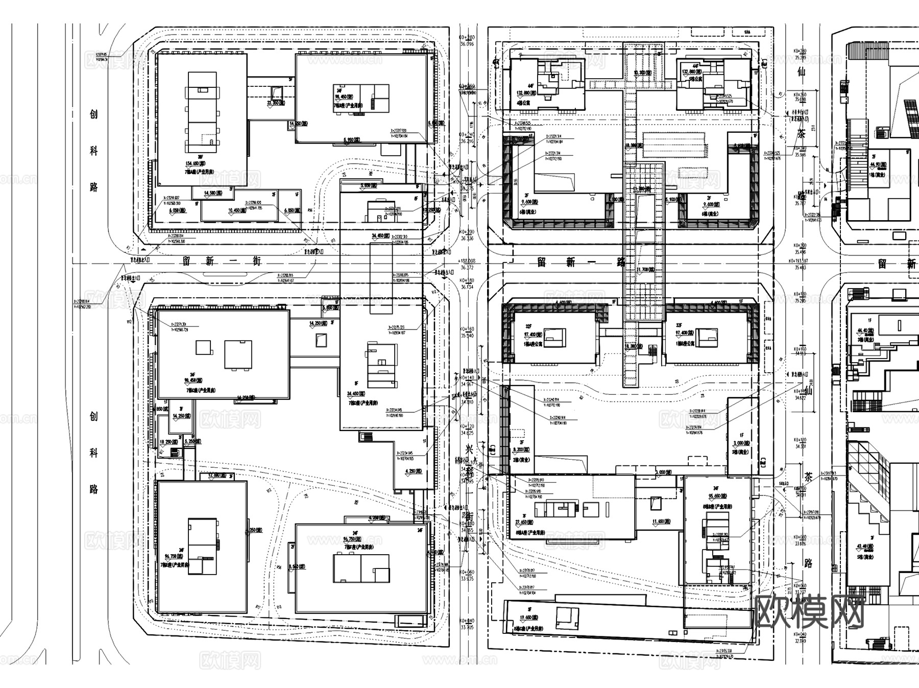万科云城留仙洞总部产业园规划景观平面CAD施工图cad施工图