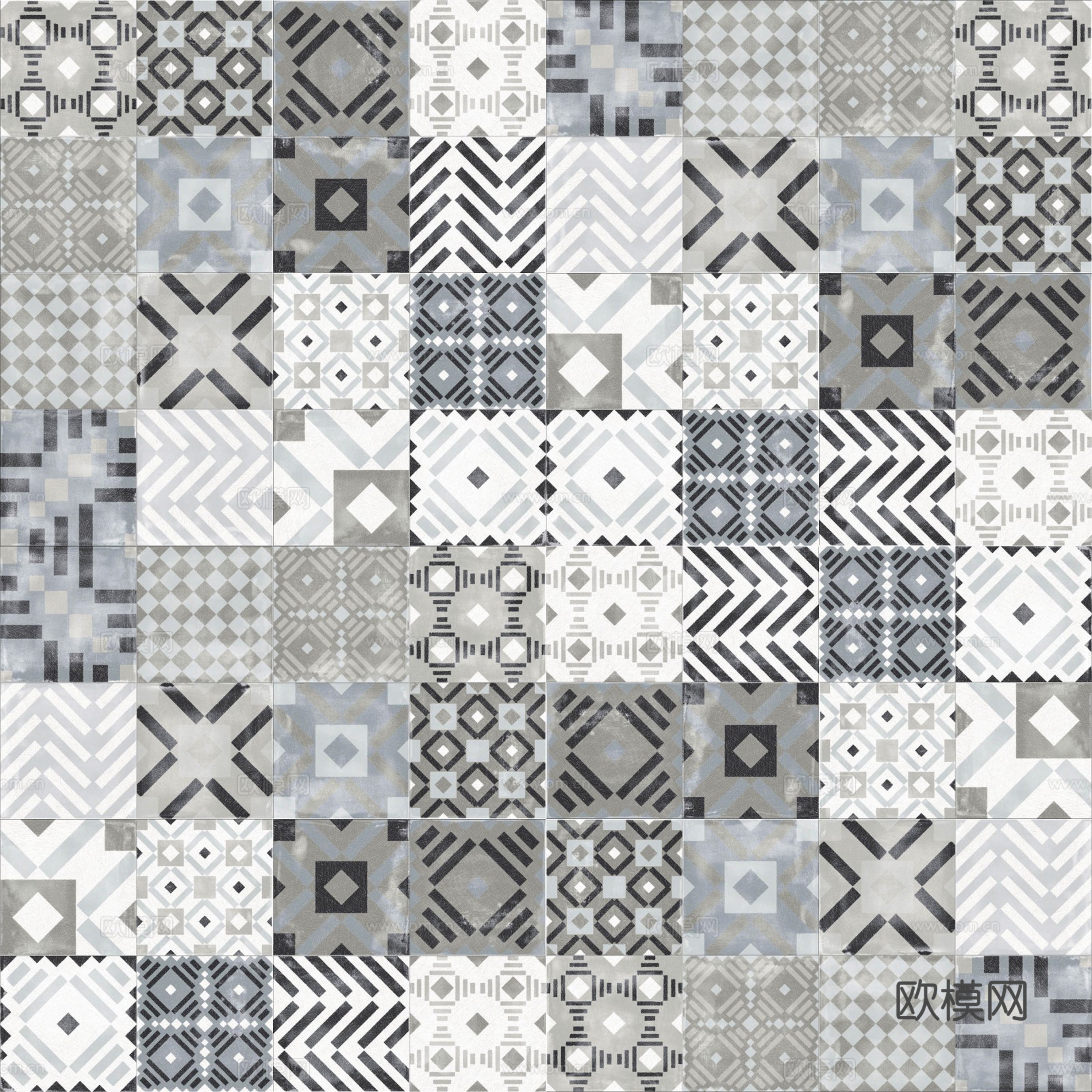 复古碎拼图案花砖瓷砖54