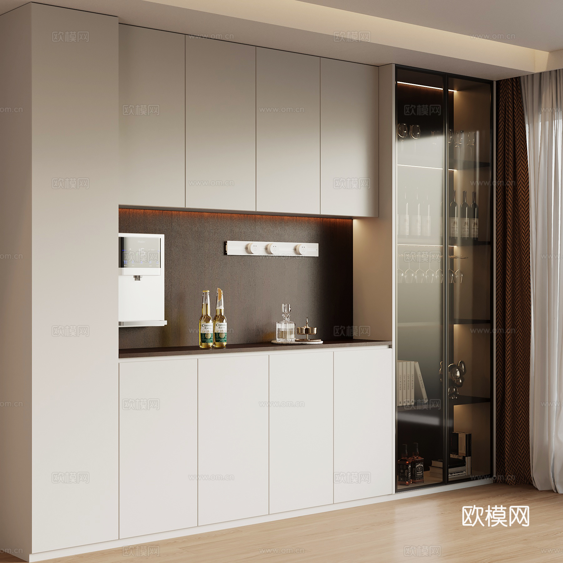 现代酒柜 餐边柜su模型