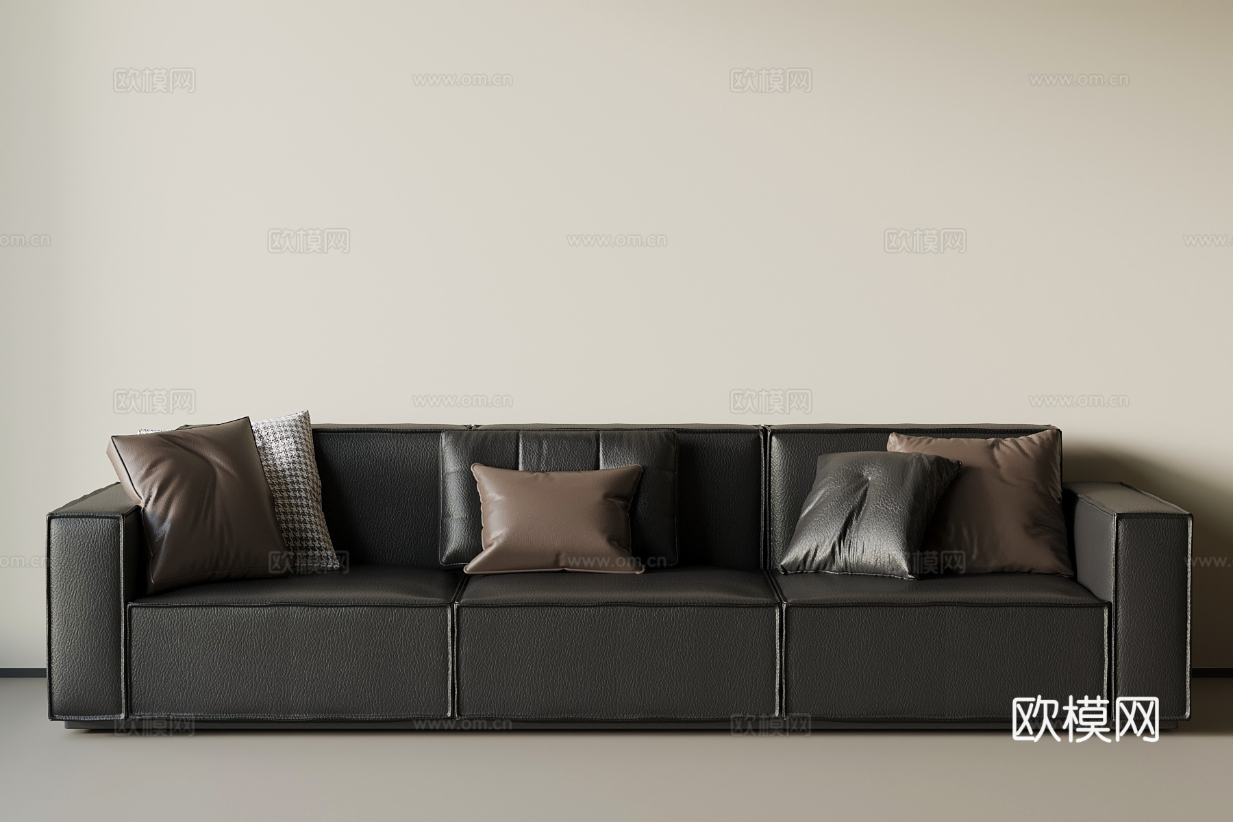 现代意式沙发 三人沙发su模型