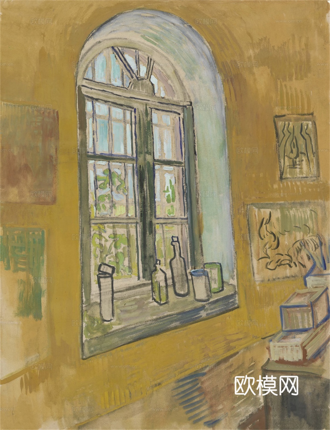 梵高后印象派素描绘画作品，现代世界经典名画626 梵高 Wi