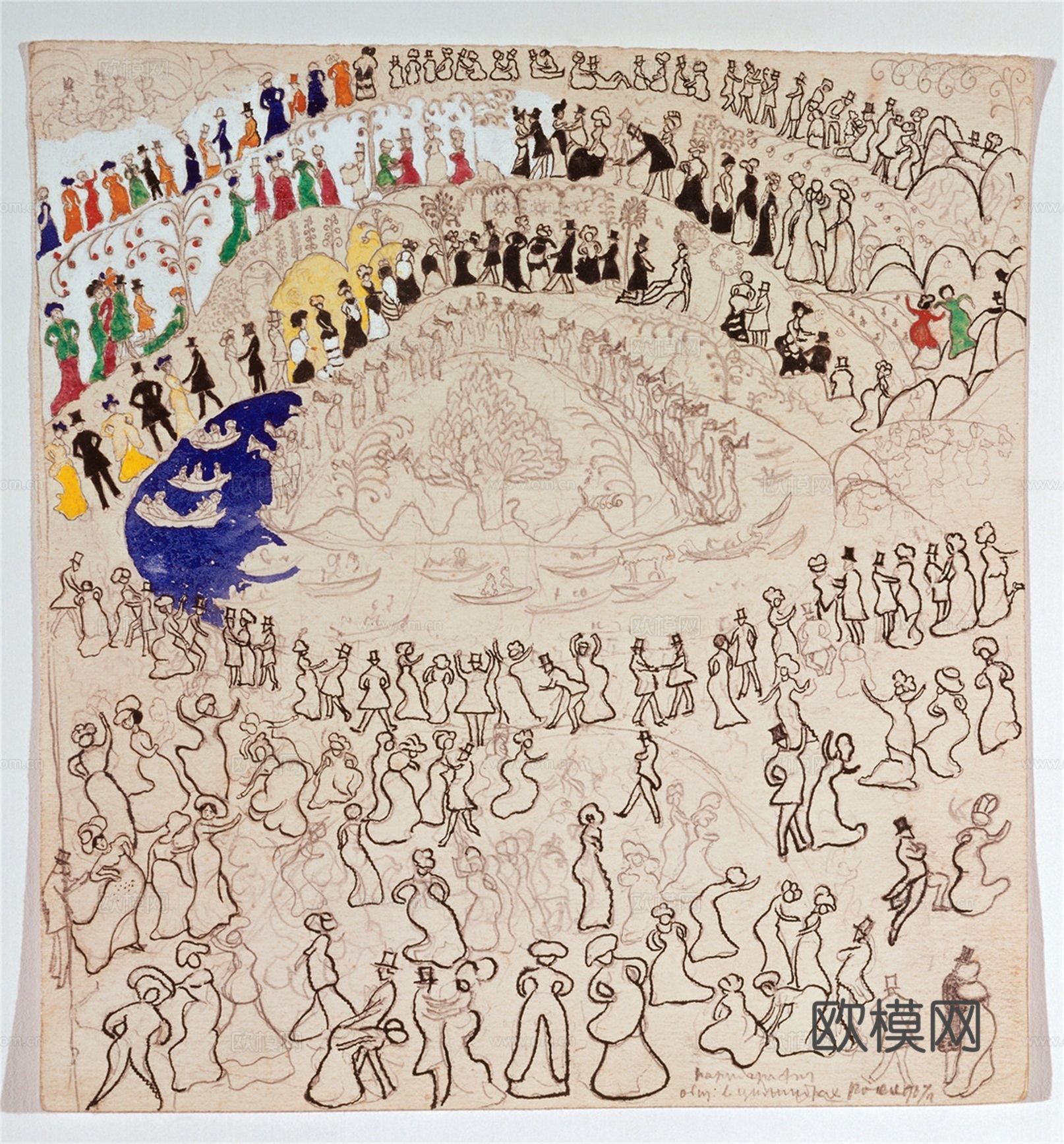 马列维奇抽象画，几何抽象装饰画129