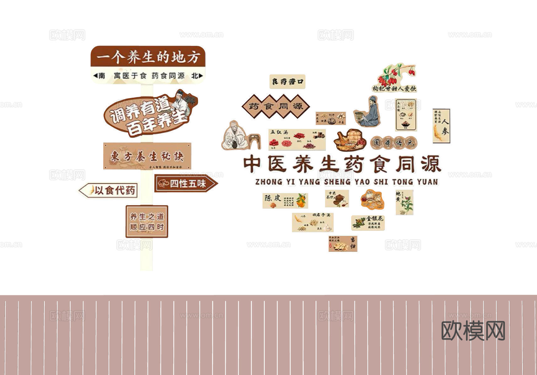 美容院装饰画   中医馆装饰画   养生馆装饰画su模型