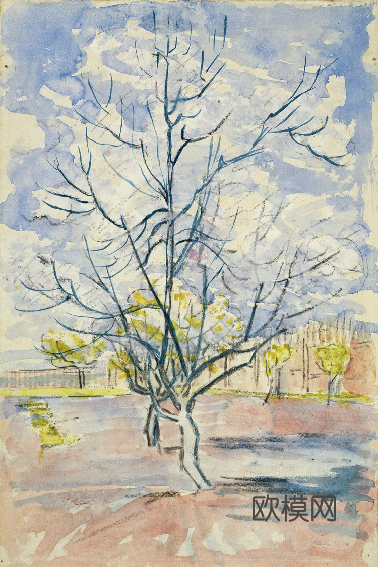 梵高后印象派素描绘画作品，现代世界经典名画507 梵高 Bl