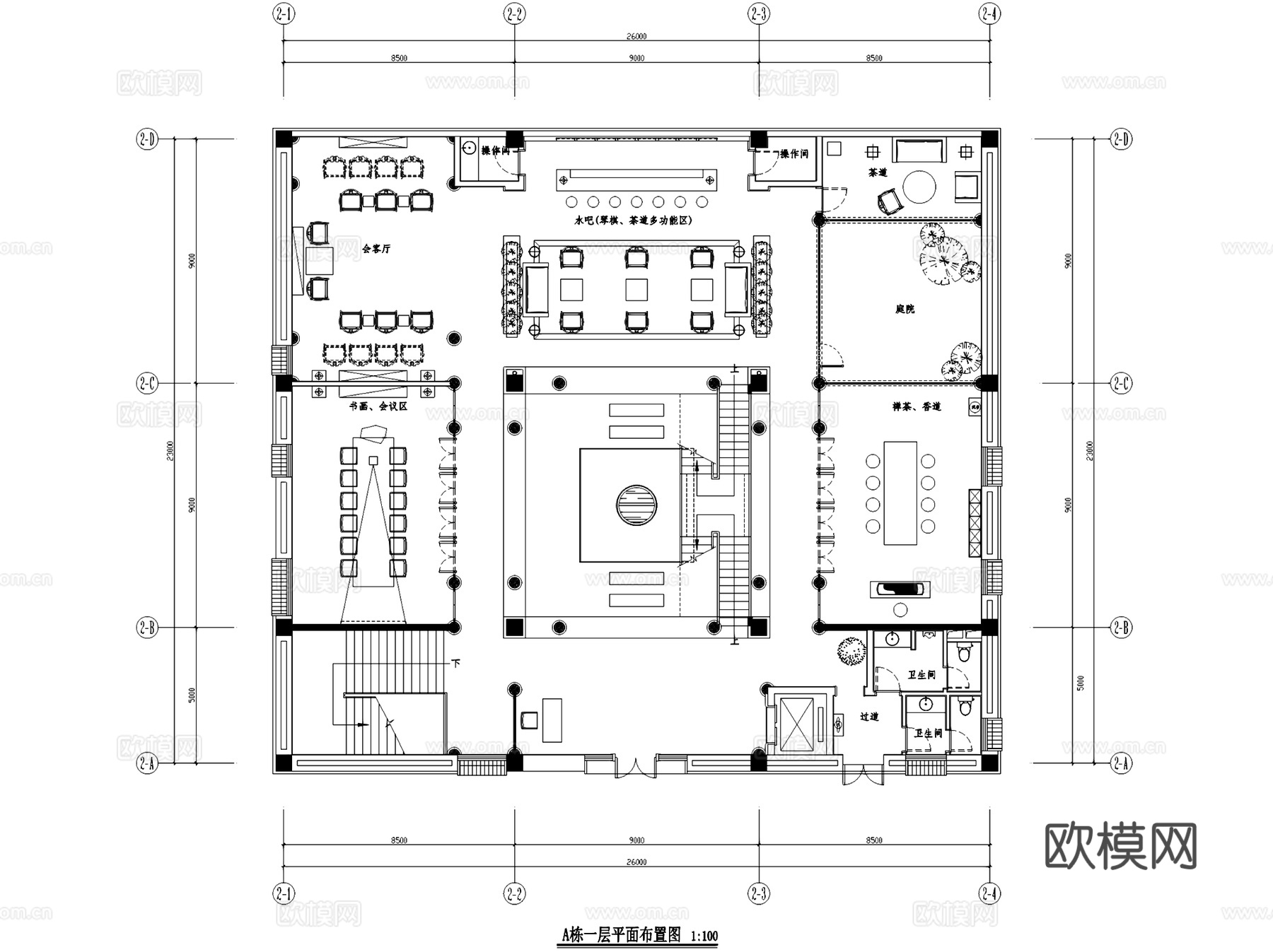 山西灵石石膏山龙吟书院室内工装CAD施工图cad施工图下载（渲染图3）