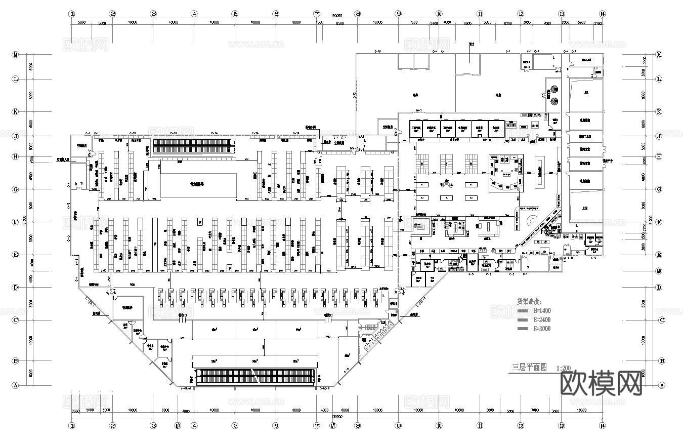 12000平大型超市 最新全套施工图合集cad施工图cad施工图