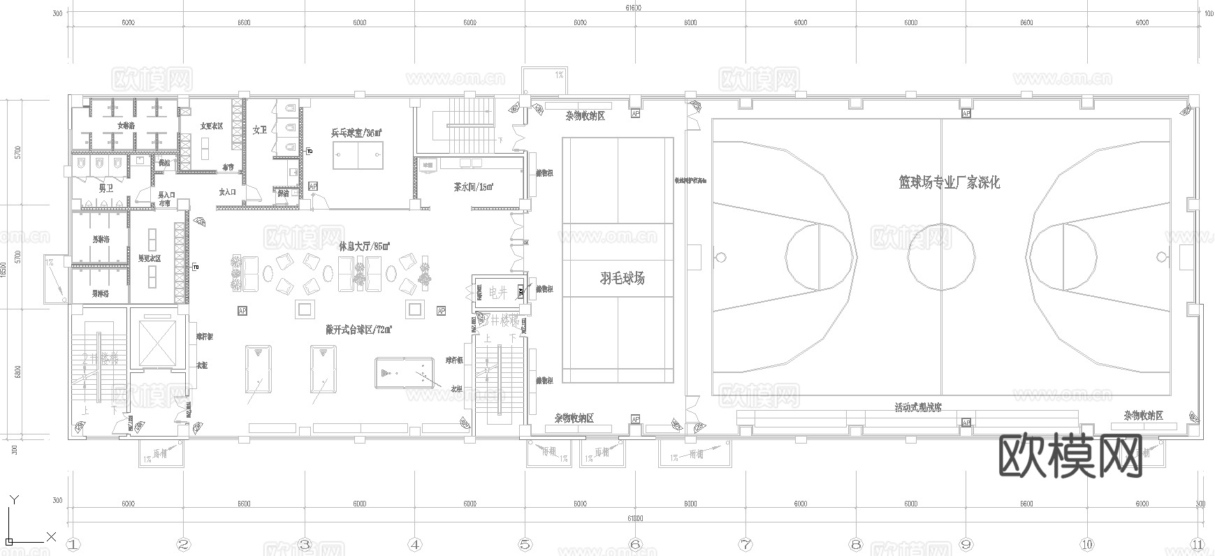 健身房 最新全套施工图 效果图合集cad施工图