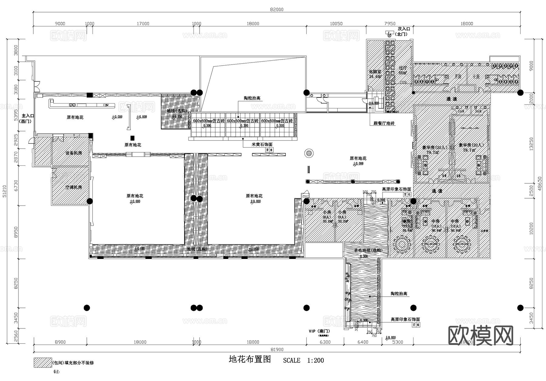 餐厅宴会厅平面系统图cad施工图