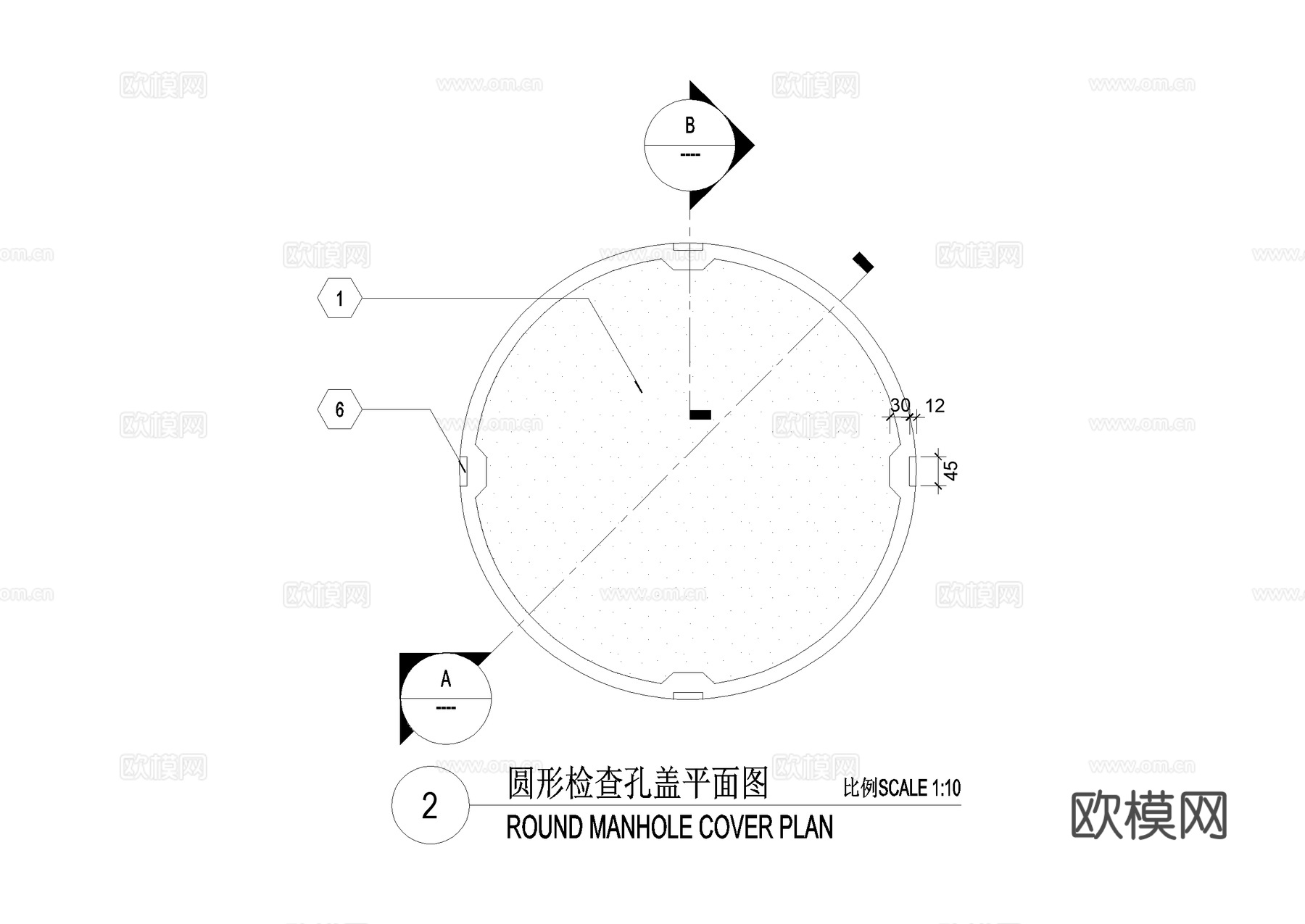 检查孔盖硬质井盖节点 CAD施工图cad施工图
