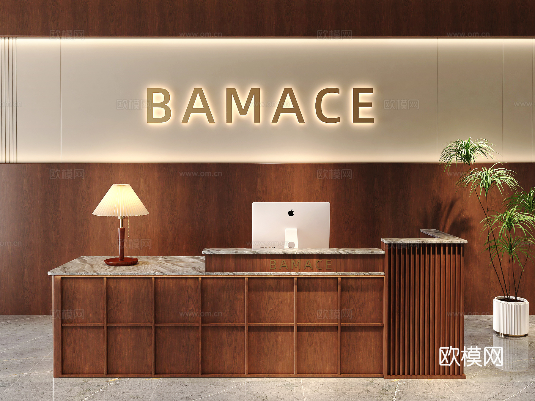 民宿前台 酒店前台 美容院前台 餐厅前台  办公室前台su模型