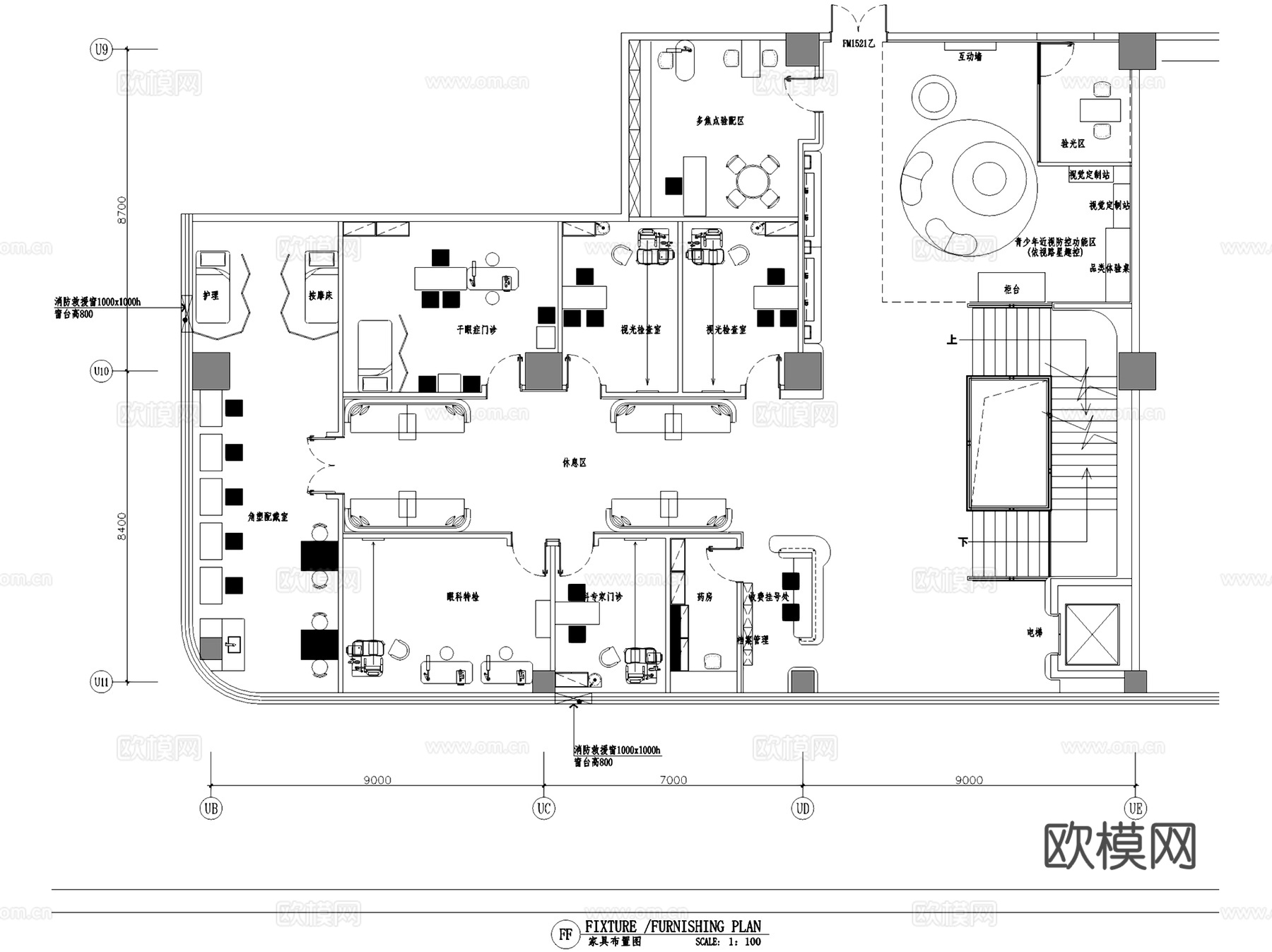 高视眼科眼镜店室内工装CAD施工图cad施工图