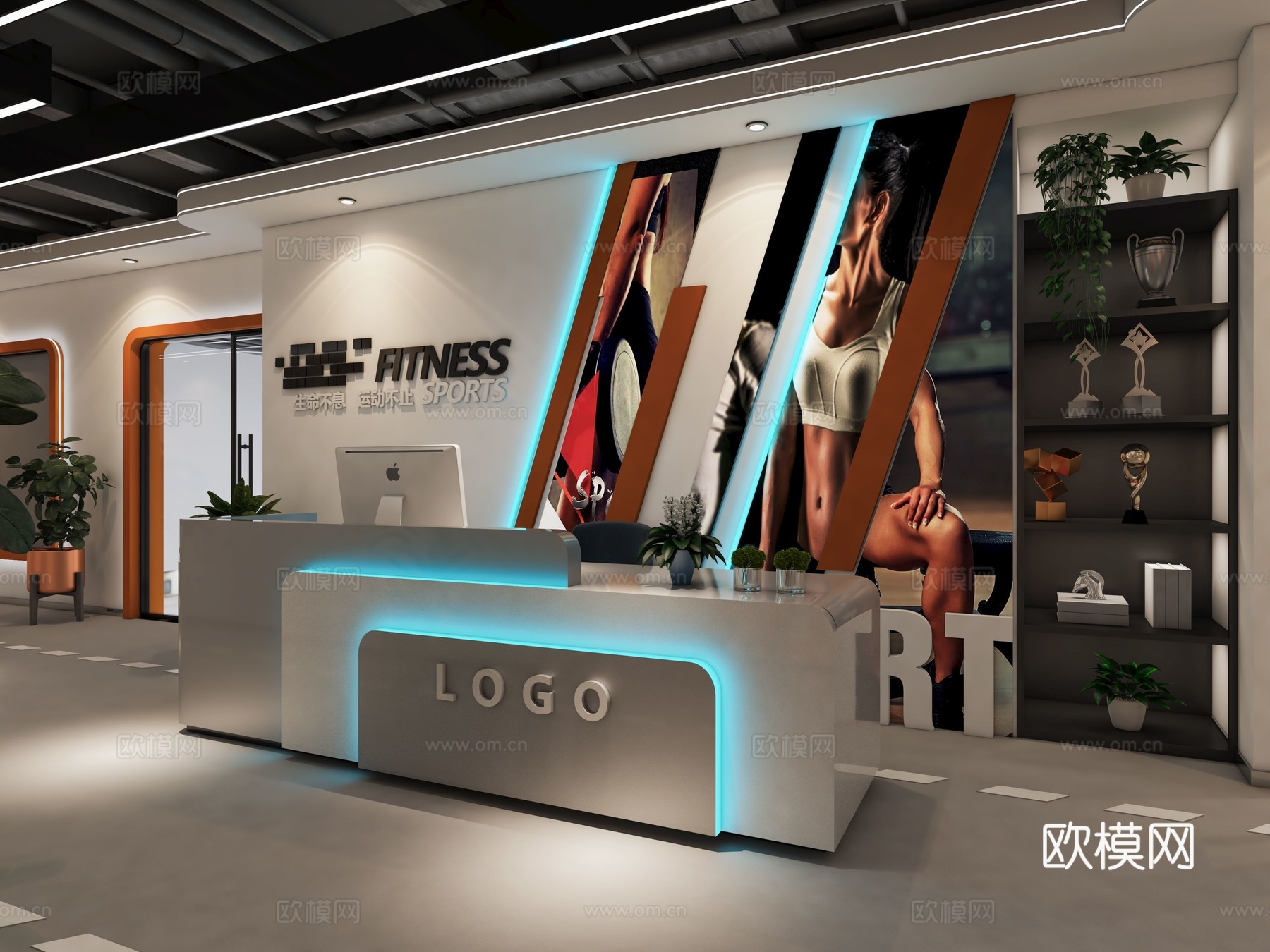 健身房 最新全套施工图 效果图合集cad施工图