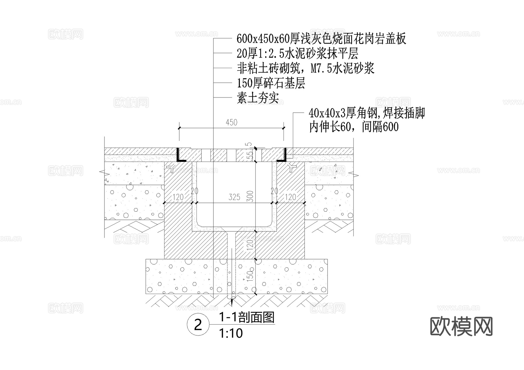 排水沟铺装井盖草地井盖检修井盖板篦子CAD施工图cad施工图