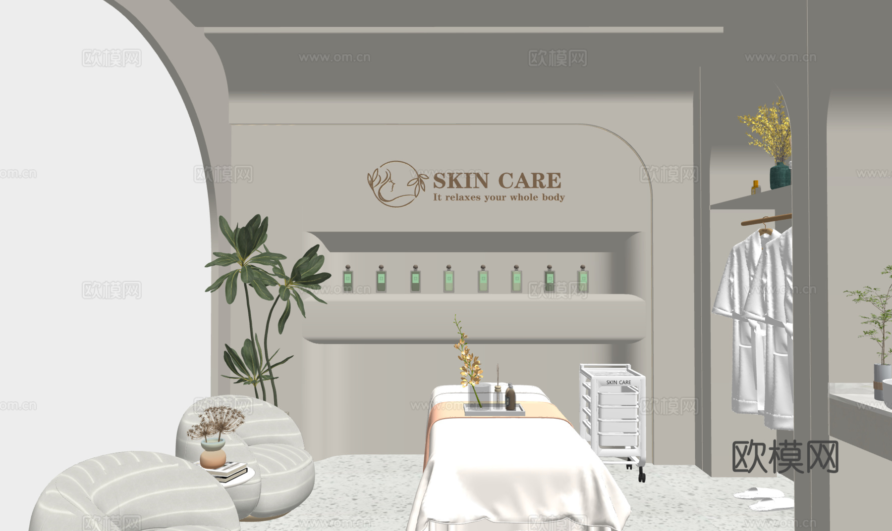 美容院包间 美容院SPA 美容院设计su模型