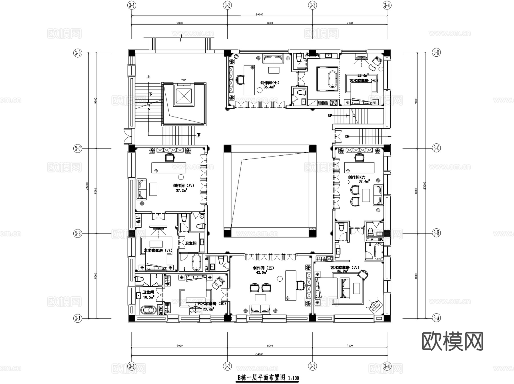 山西灵石石膏山龙吟书院室内工装CAD施工图cad施工图下载（渲染图4）