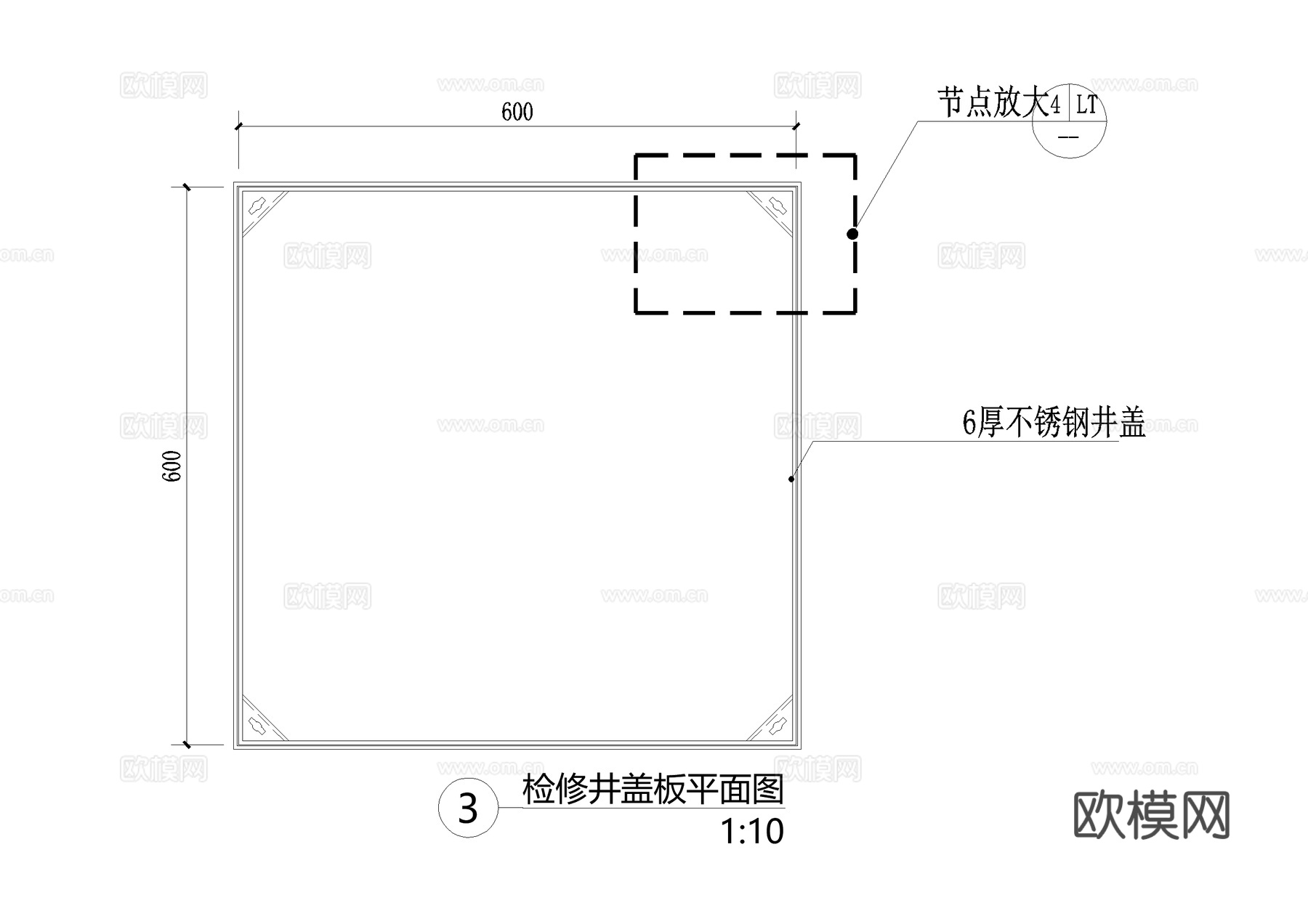 井盖节点检修井排水盖板篦子CAD施工图cad施工图