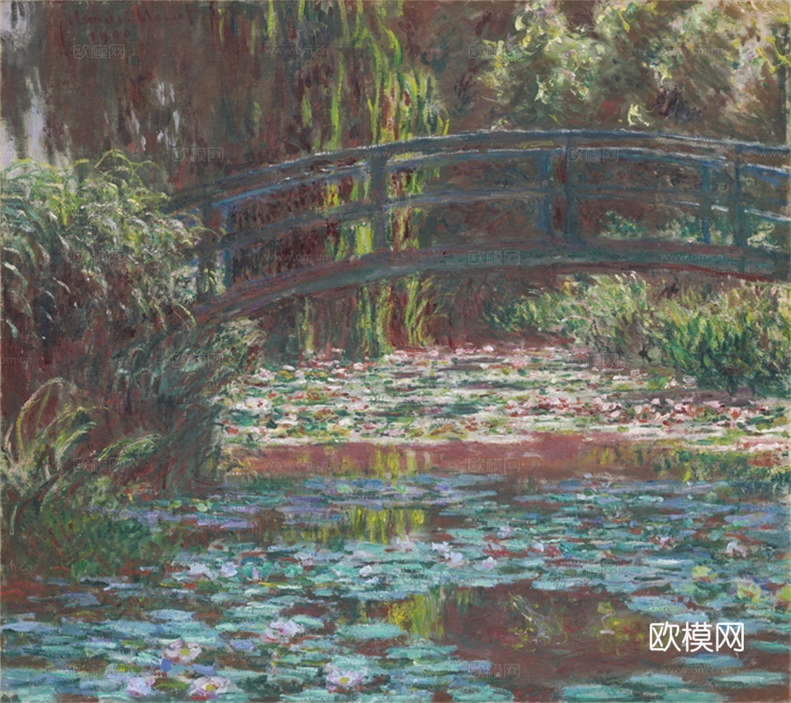 莫奈印象派绘画作品，世界经典名画424池塘·睡莲 美国芝加哥