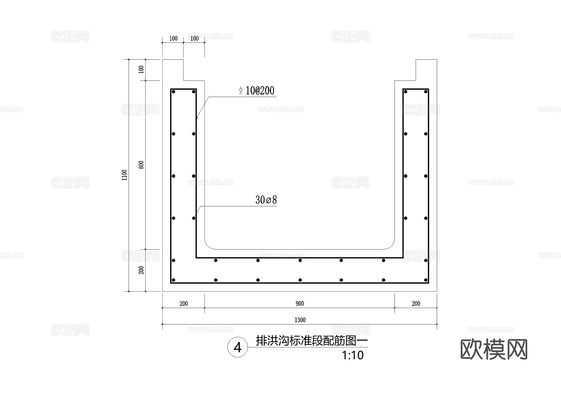 排水沟节点排洪沟盖板篦子CAD施工图cad施工图