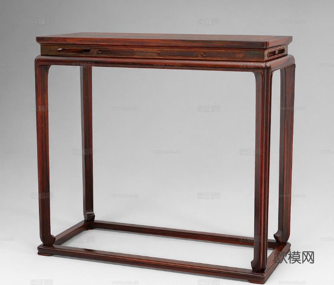 中式红木条案 传统榫卯工艺 雕刻装饰收藏家具 红木家居摆件 沉稳典雅设计免费3d模型下载