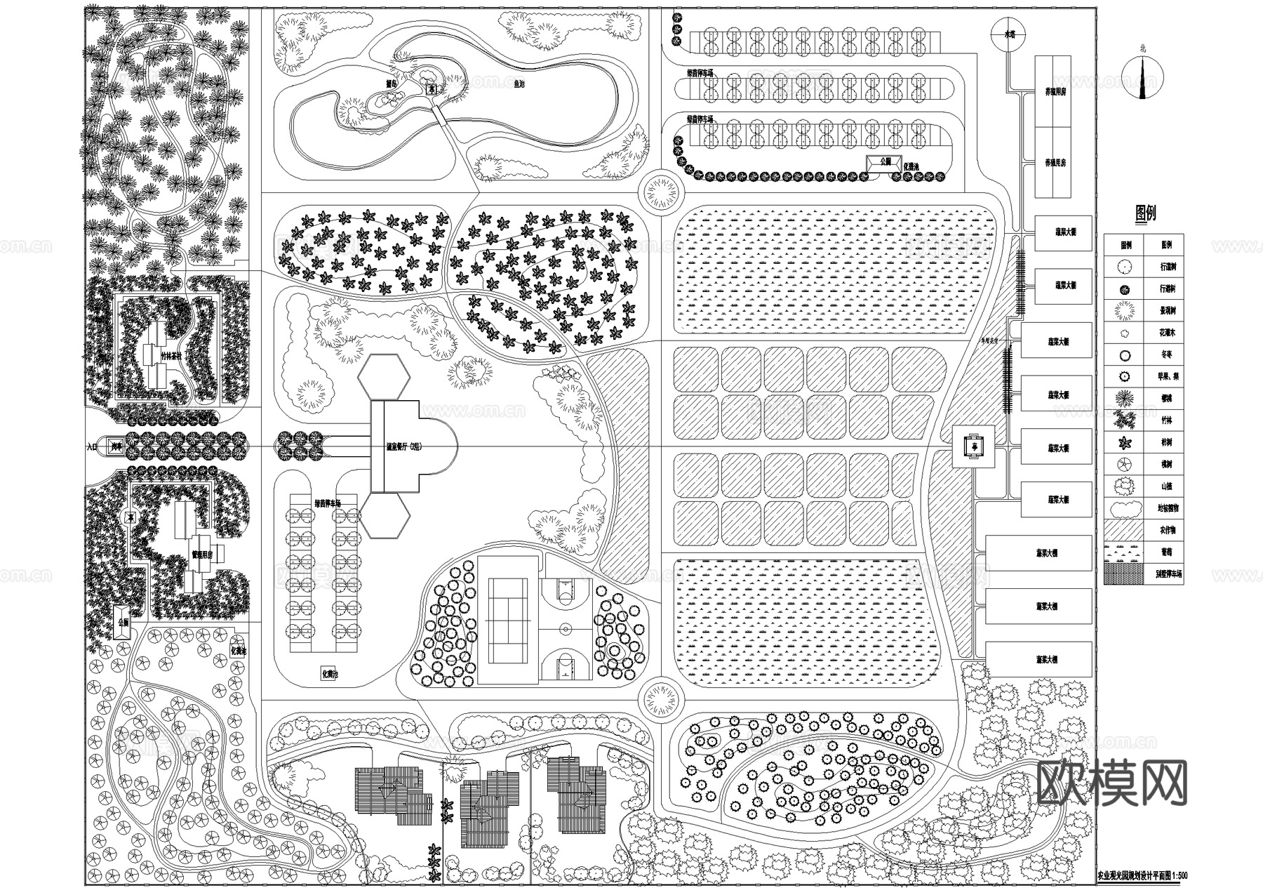 农业种植观光园平面图cad施工图