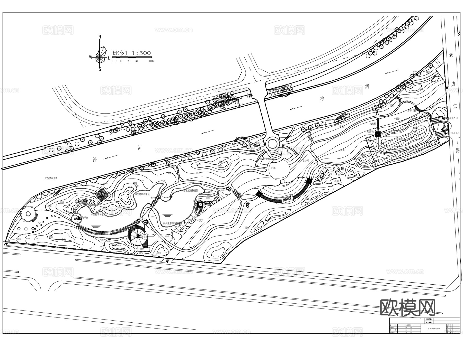 滨水湿地公园河道景观CAD施工图集 28套cad施工图