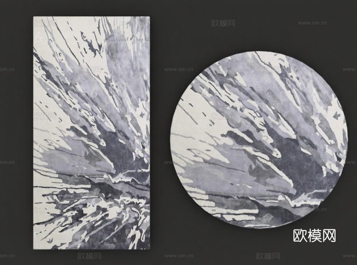 现代抽象水墨双联装饰画 灰白深灰极简艺术画 家居墙面艺术收藏 深灰背景客厅装饰画免费3d模型