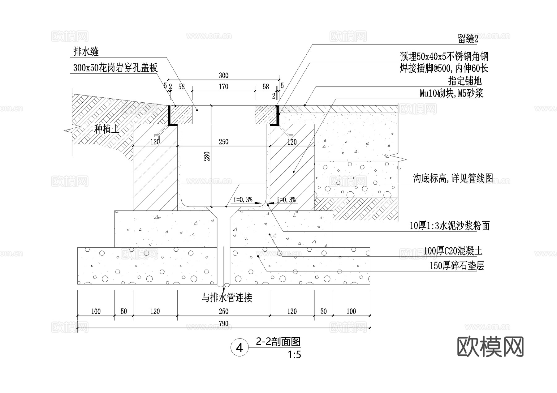 排水沟节点盖板篦子CAD施工图cad施工图