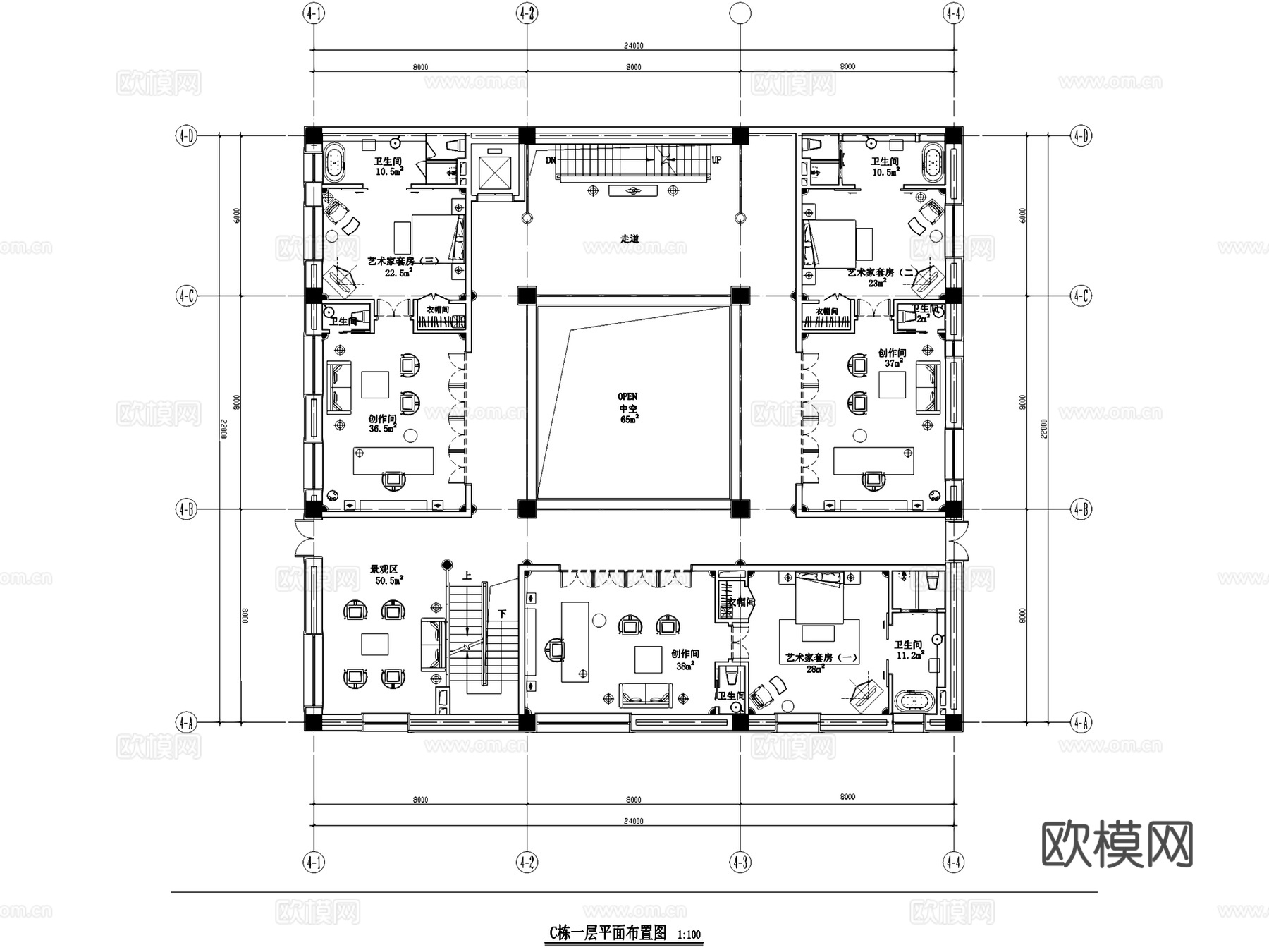 山西灵石石膏山龙吟书院室内工装CAD施工图cad施工图下载（渲染图5）