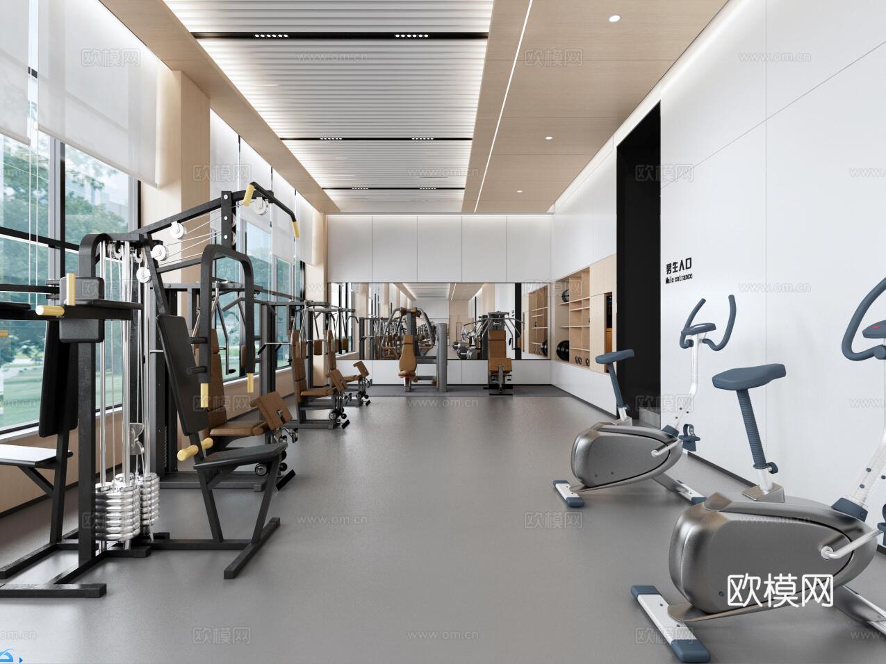 健身房 最新全套施工图 效果图合集cad施工图