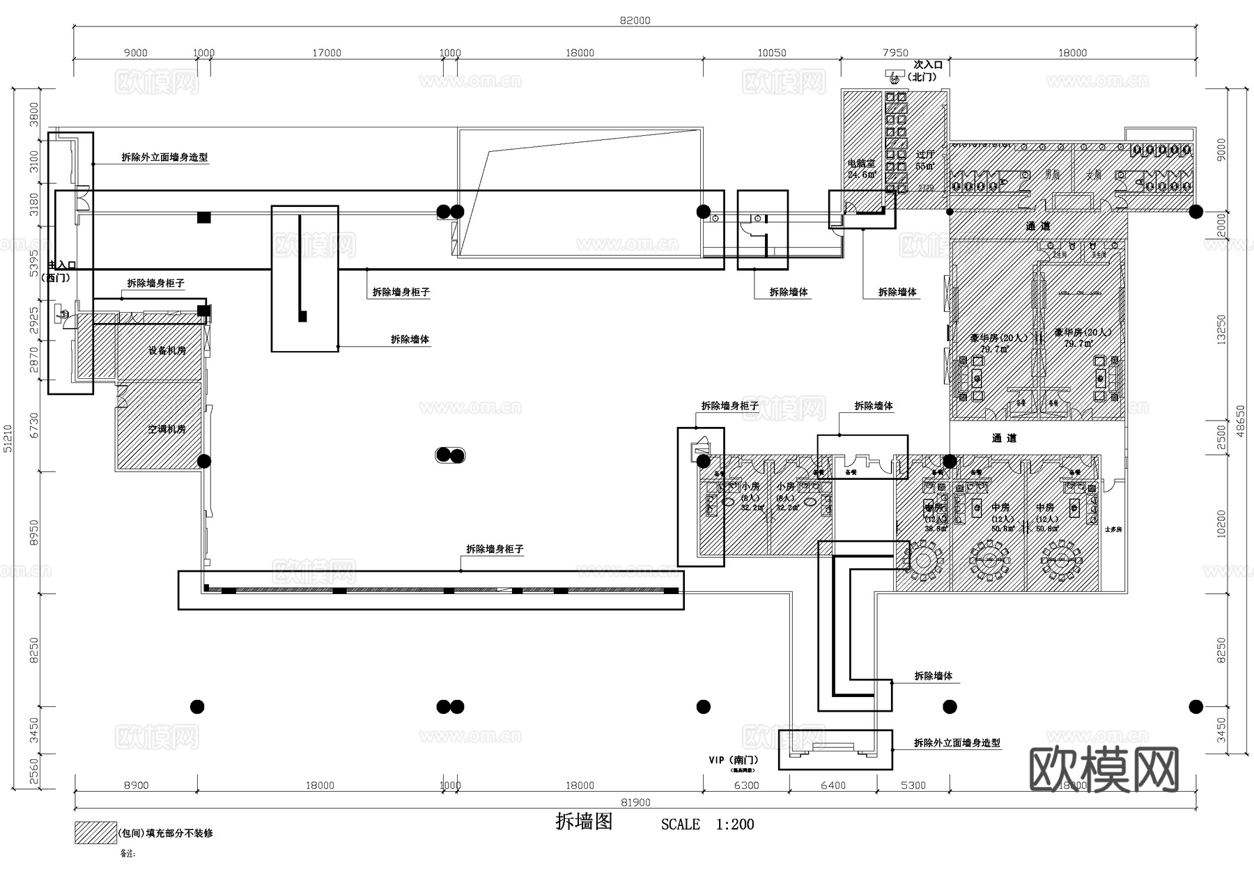 餐厅宴会厅平面系统图cad施工图