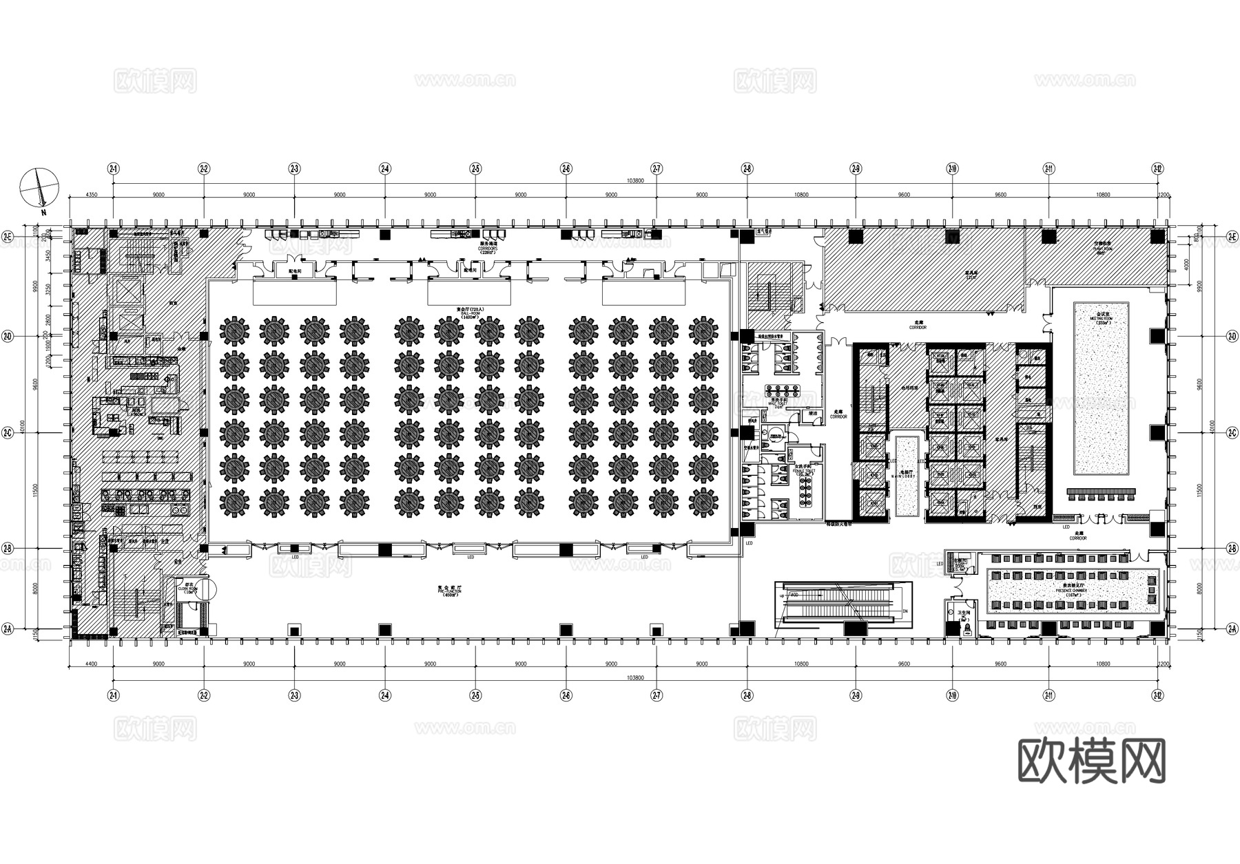 720人宴会厅平面图cad施工图