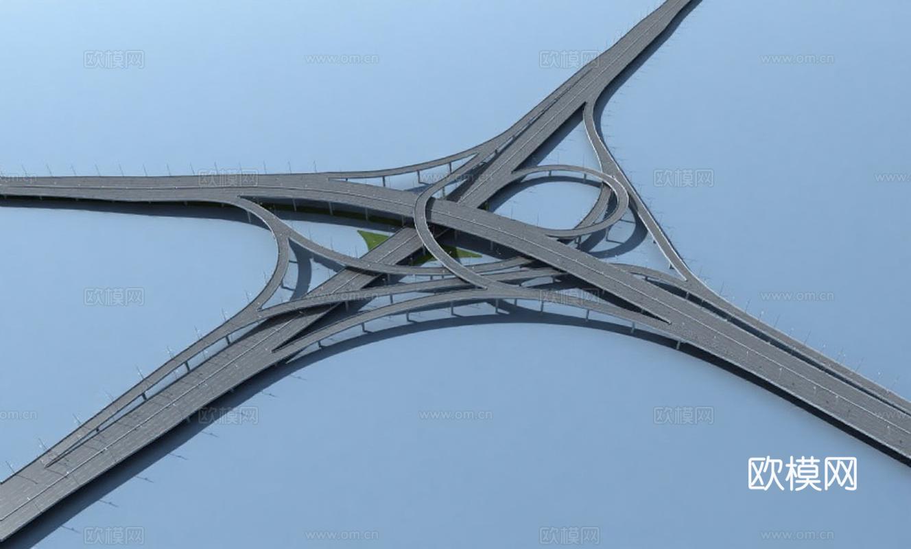 立交桥3D模型 高空俯瞰立体交通网络 交通工程设计 建筑可视化效果图 现代城市基建展示免费3d模型