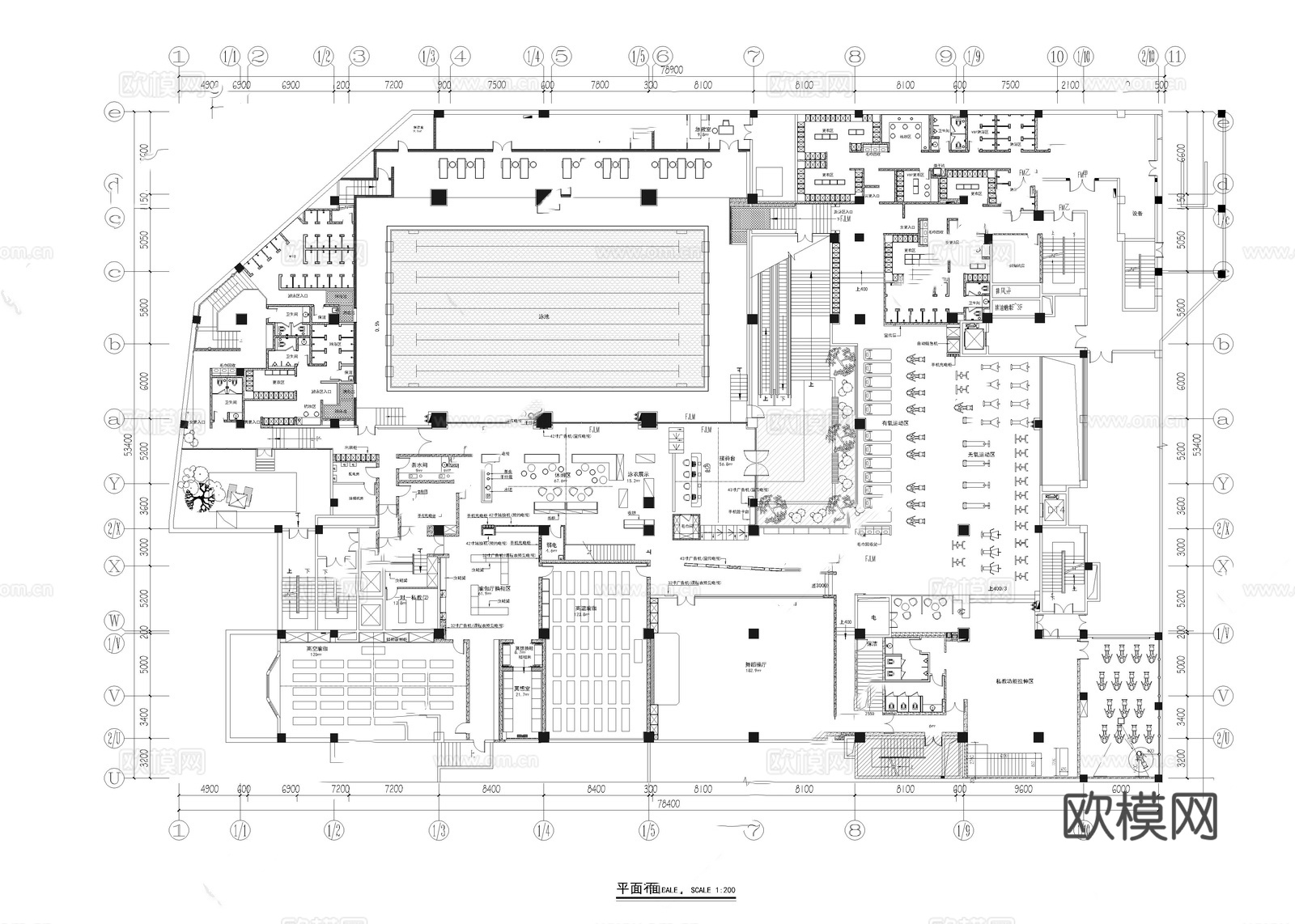 健身房 最新平面施工图合集cad施工图