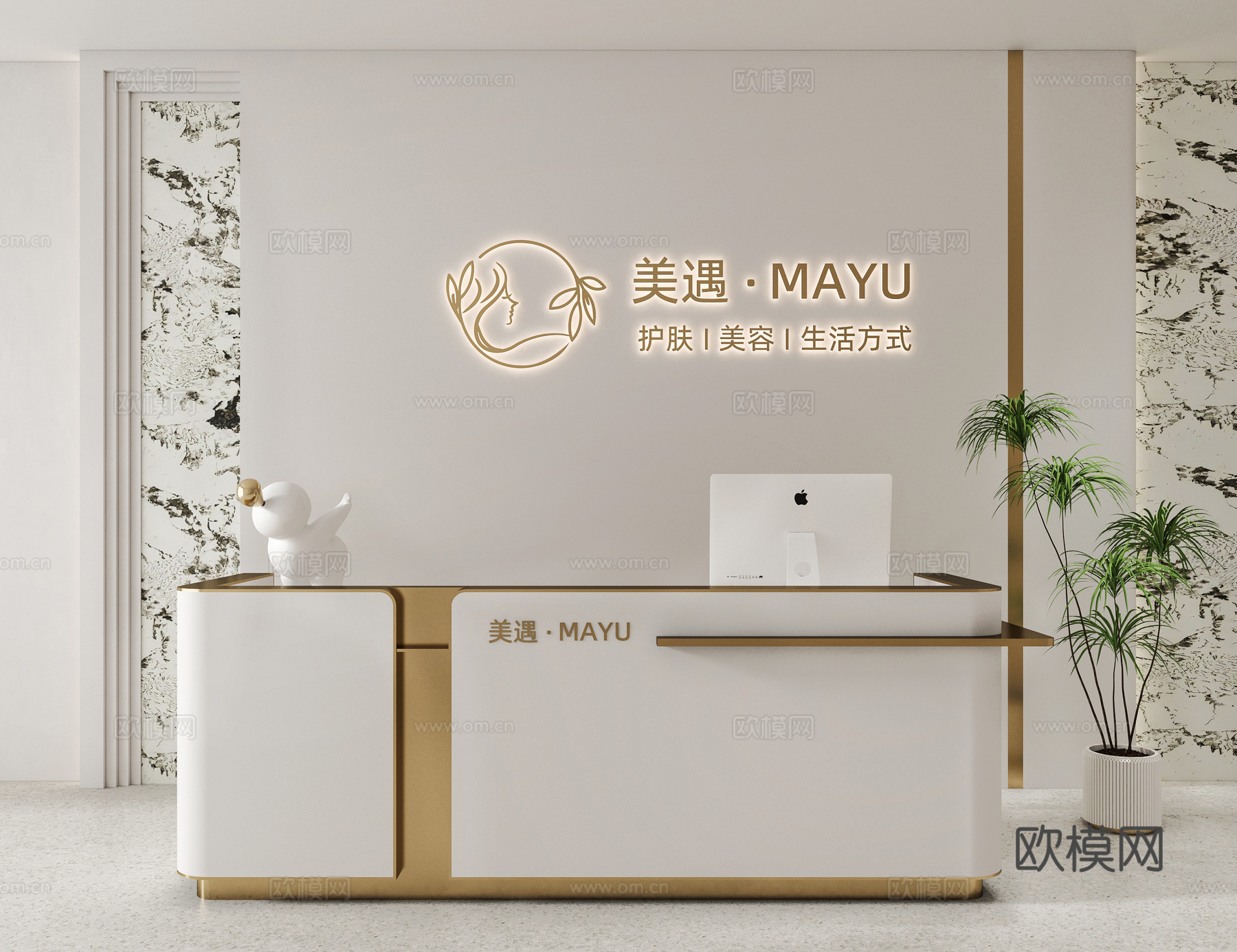 美容院前台   简约前台  办公室前台  酒店前台su模型