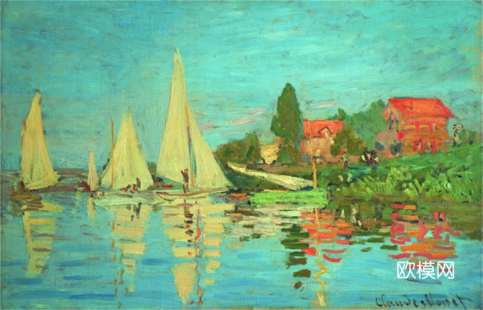 莫奈印象派绘画作品，世界经典名画7-克劳德 阿尔让特依的赛船