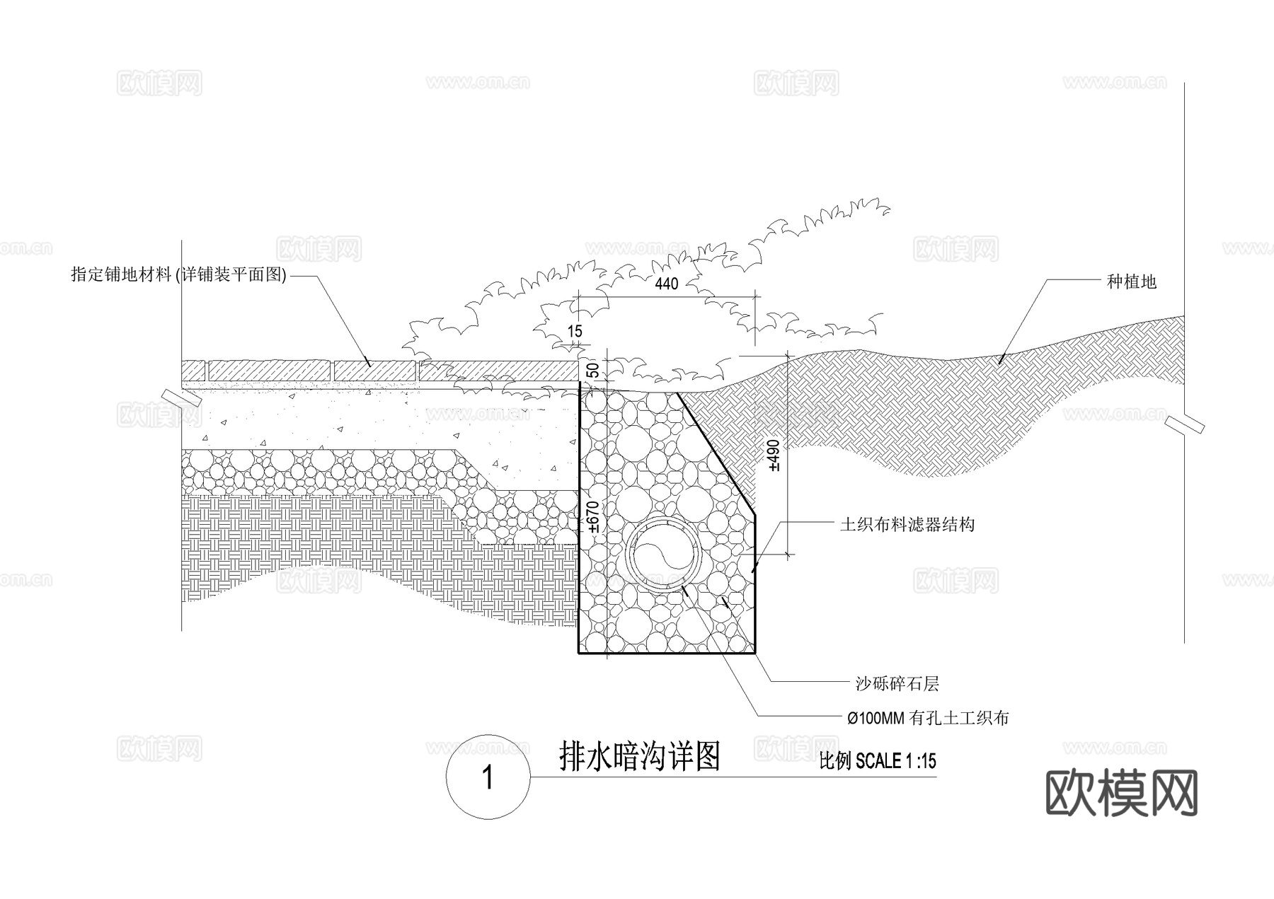 排水沟节点 排水暗沟 CAD施工图cad施工图
