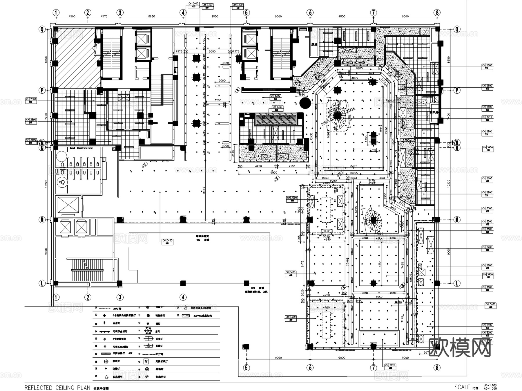 瓦房店华太财富爱尚美食广场室内工装CAD施工图cad施工图