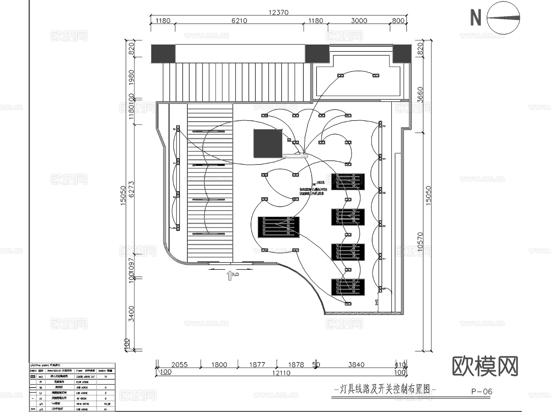 明月镜片眼镜店室内工装平面系统图CAD施工图cad施工图