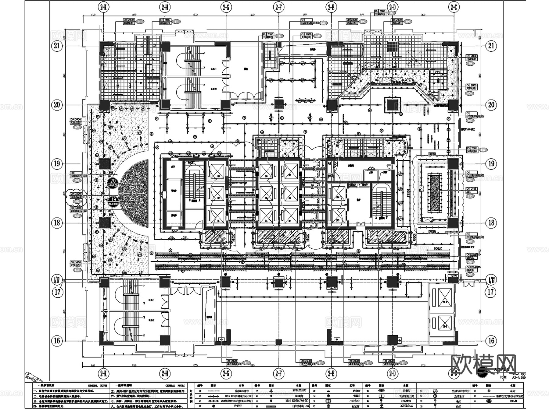 武汉凯德1818亚惠美食玛特广场室内工装CAD施工图cad施工图