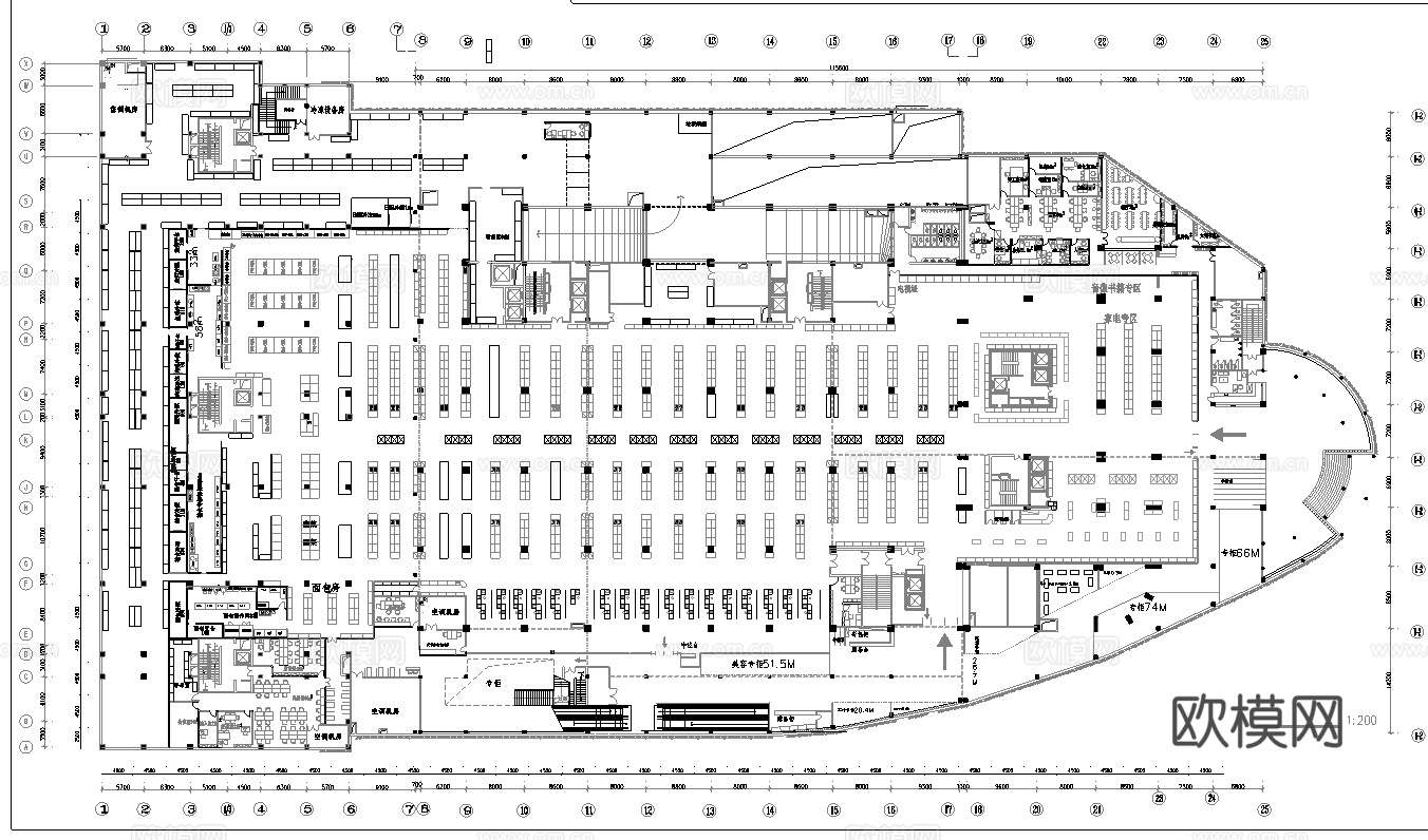 12000平大型超市 最新全套施工图合集cad施工图cad施工图
