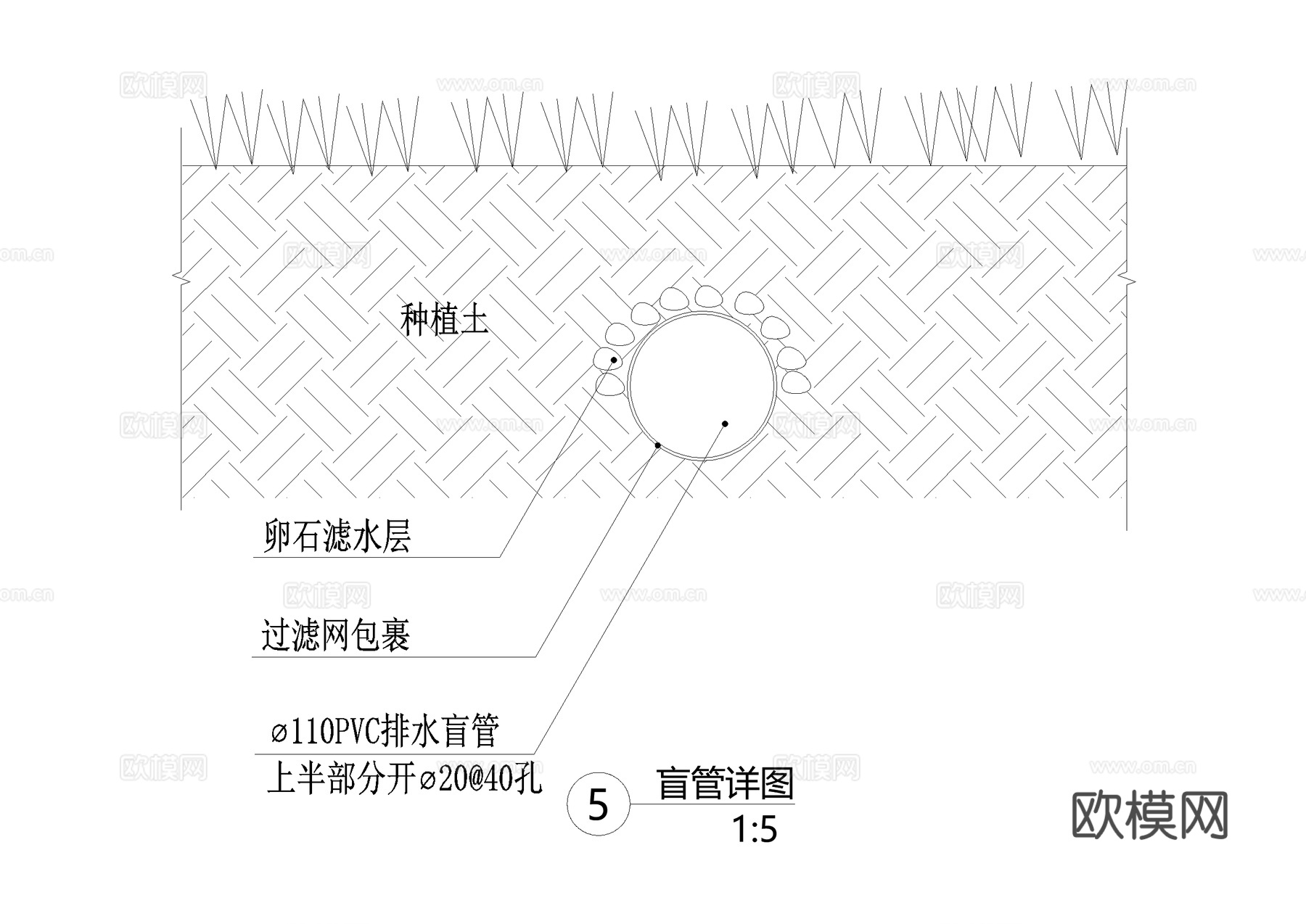 雨水口节点盲管CAD施工图cad施工图