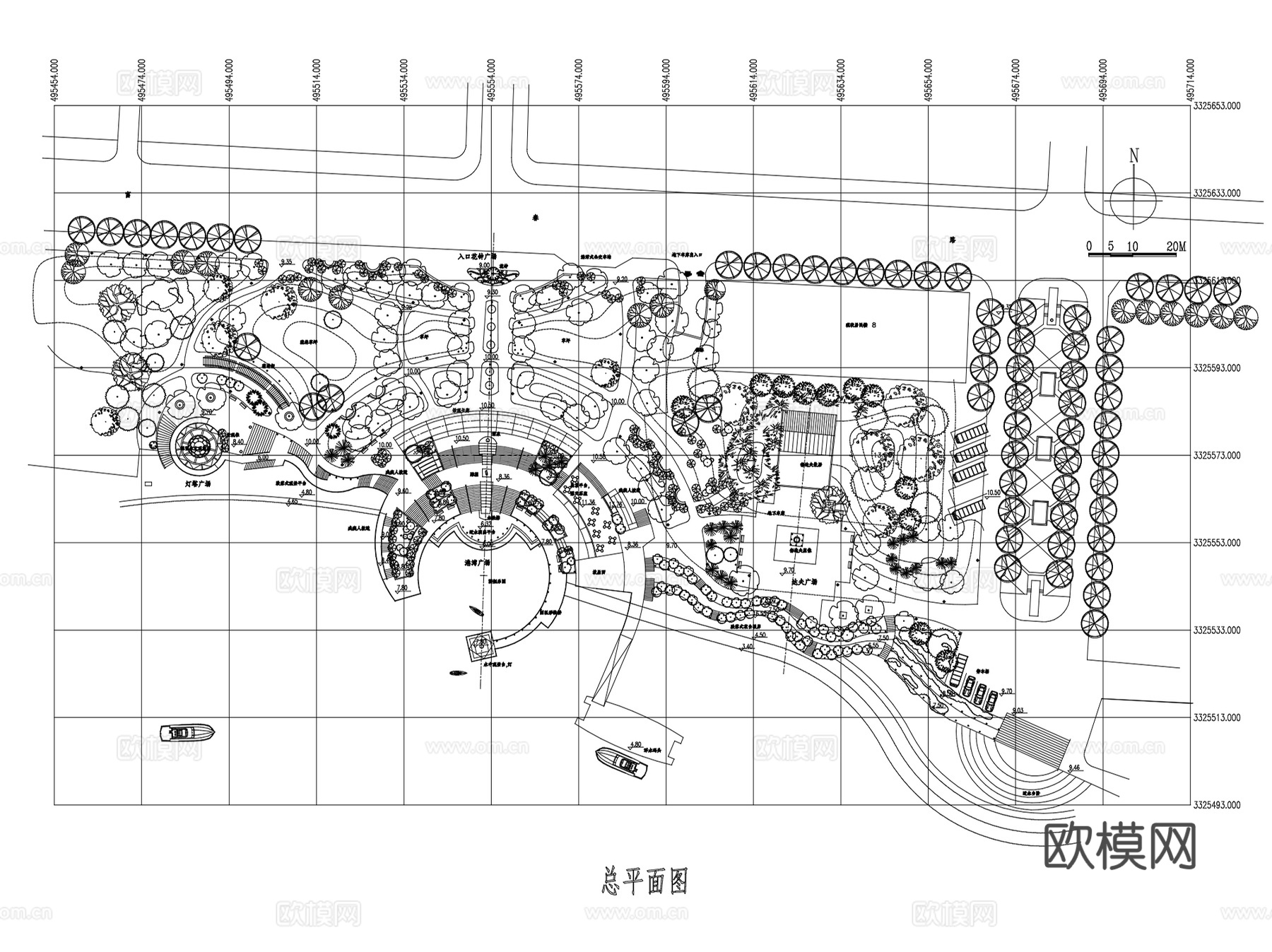 滨水湿地公园河道景观CAD施工图集 28套cad施工图